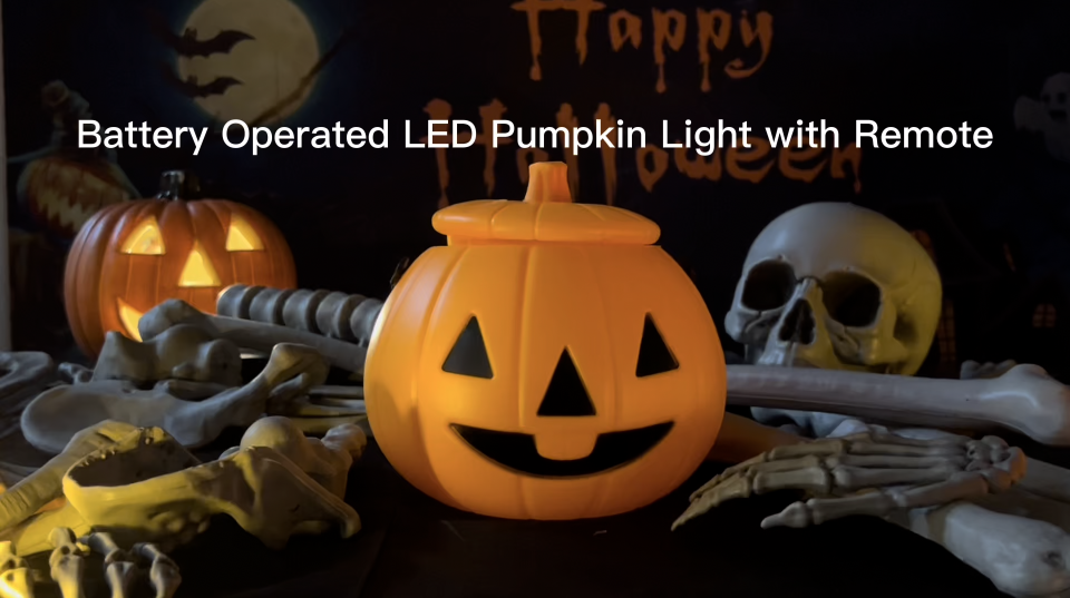 Halloween Pumpkin LEDストロボライト付き Amazon.com: Battery Operated LED Pumpkin Lights with Remote and